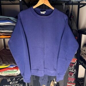 Boxy Vintage 90s Crewneck Sweatshirt Navy Blank Minimalist 21x25